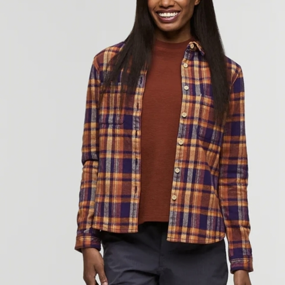 NWT Cotopaxi Mero Organic Flannel Shirt-Black Violet Plaid
